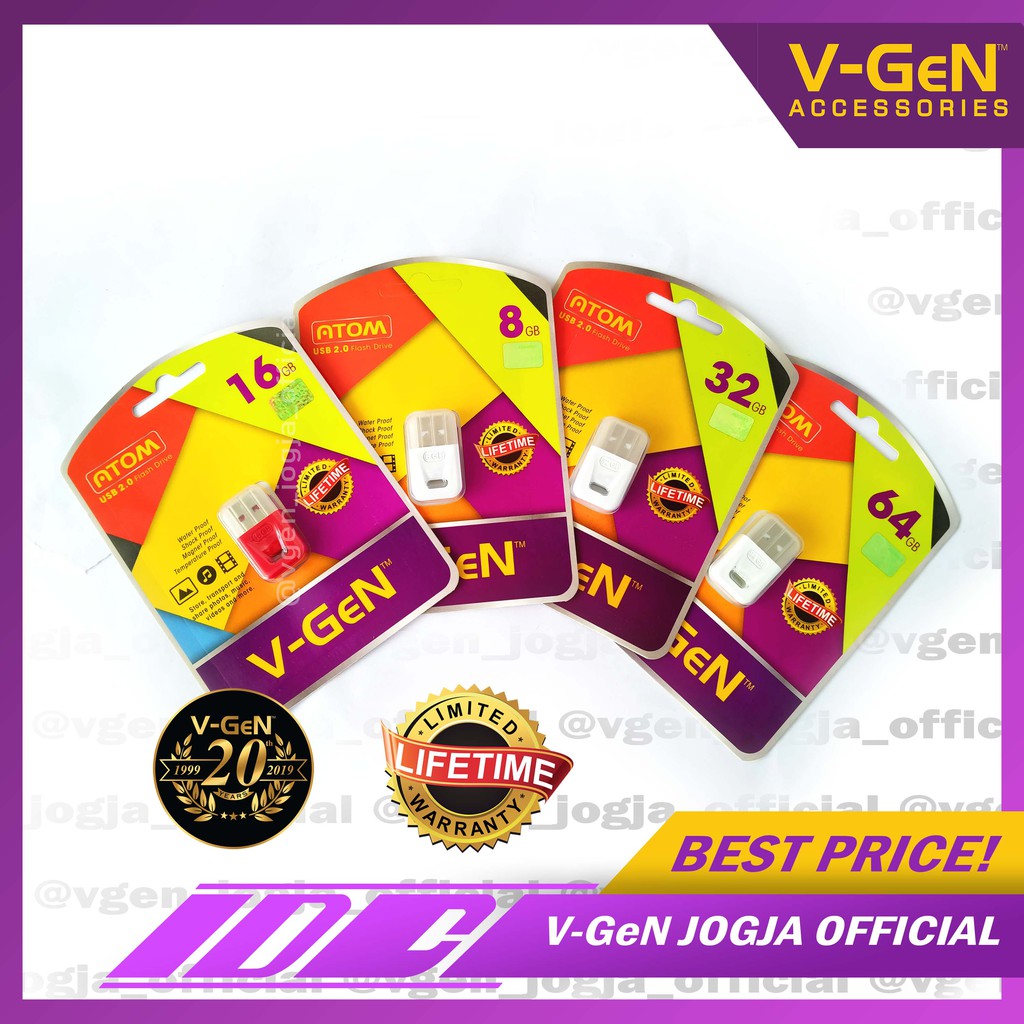 Flashdisk V-GeN Atom 4GB, 8GB, 16GB, 32GB,  64GB, 128GB Original