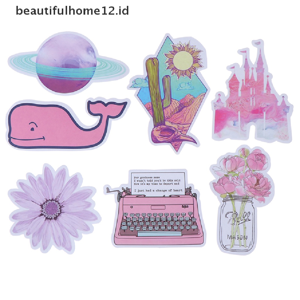 【beautifulhome12.id】 53Pcs Kawaii pink fun stickers luggage scrapbook suitcase laptop car stickers .