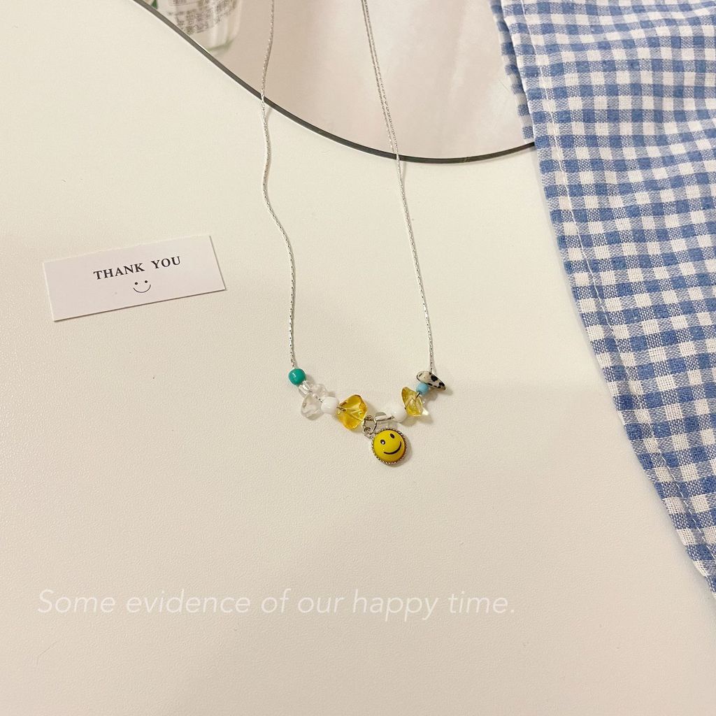 Kalung Rantai Dengan Liontin Smiley Gaya Korea Untuk Wanita