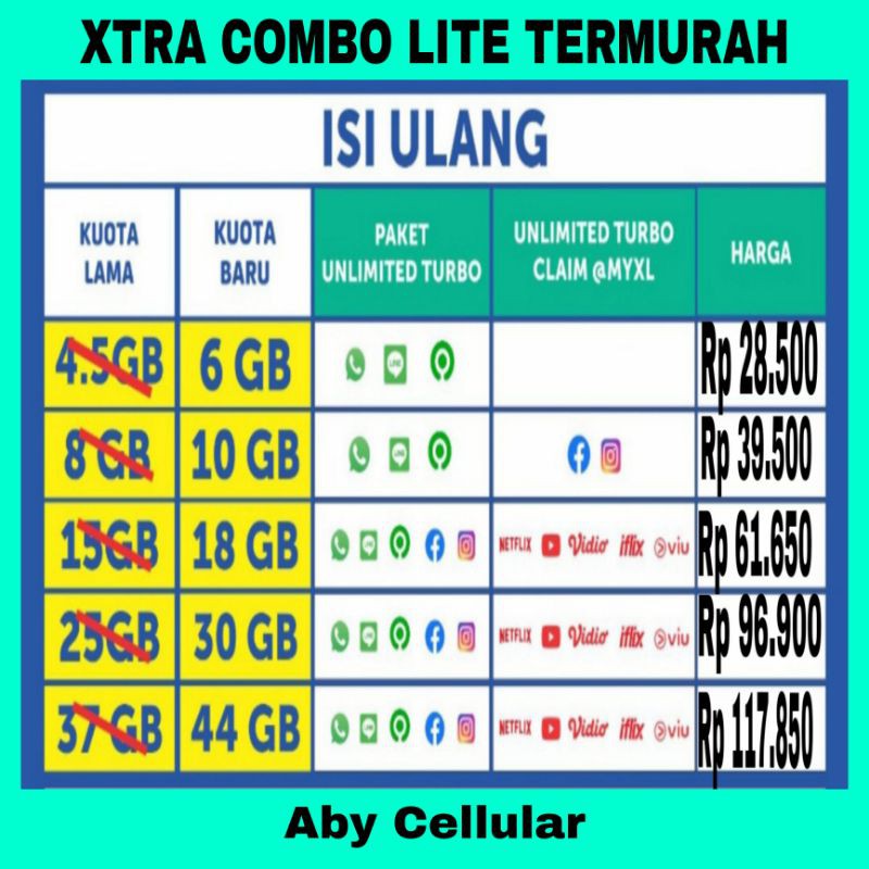 Paket Internet Xl Xtra Combo Lite Inject Tembak Langsung Masuk Shopee Indonesia
