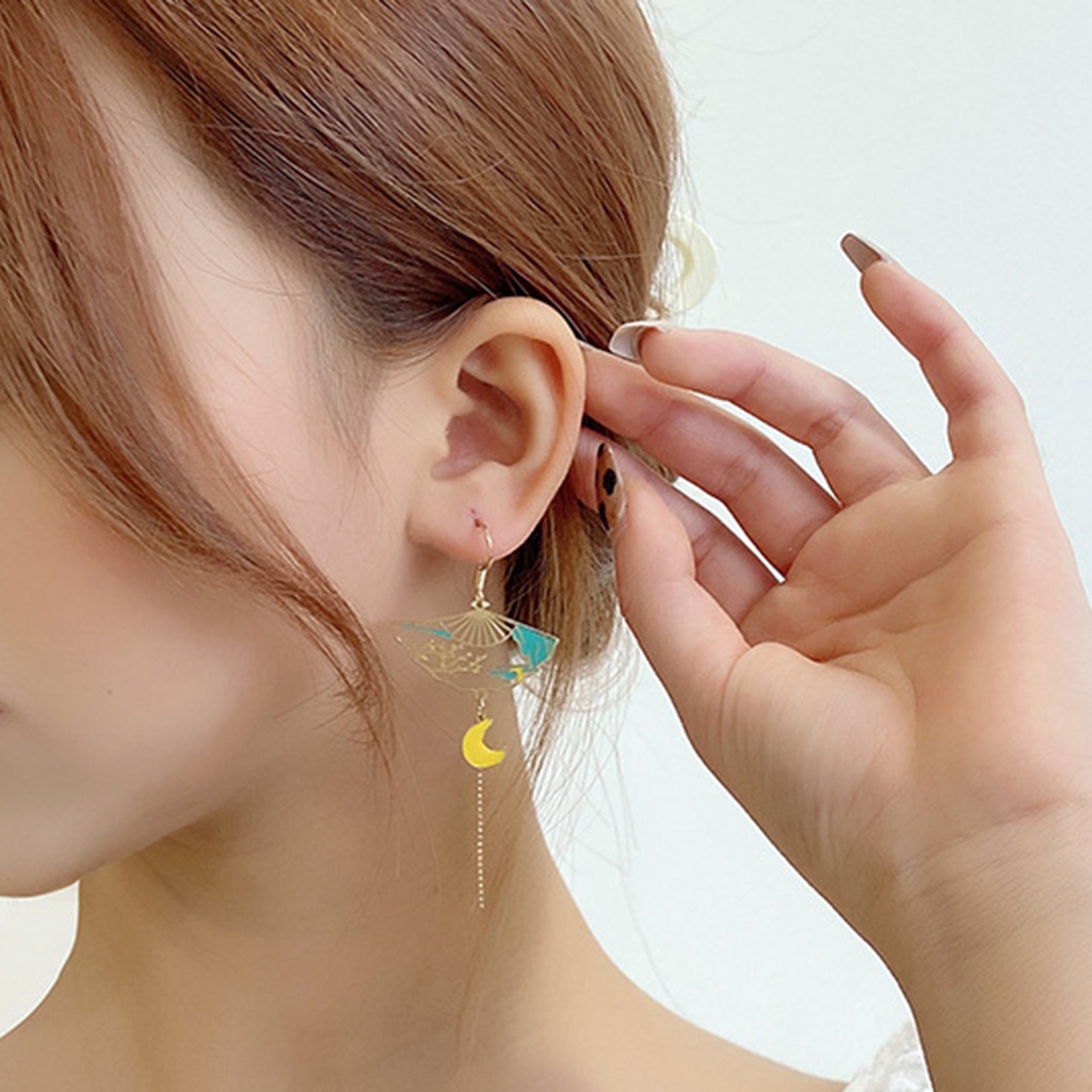 Hu Hu Hu Hu Hu Alat Bantu Pasang Kacamata♡ 1 Pasang Anting Rumbai Panjang Desain Hewan Bunga Aksen Mutiara Tiruan Bahan Tembaga Untuk Wanita