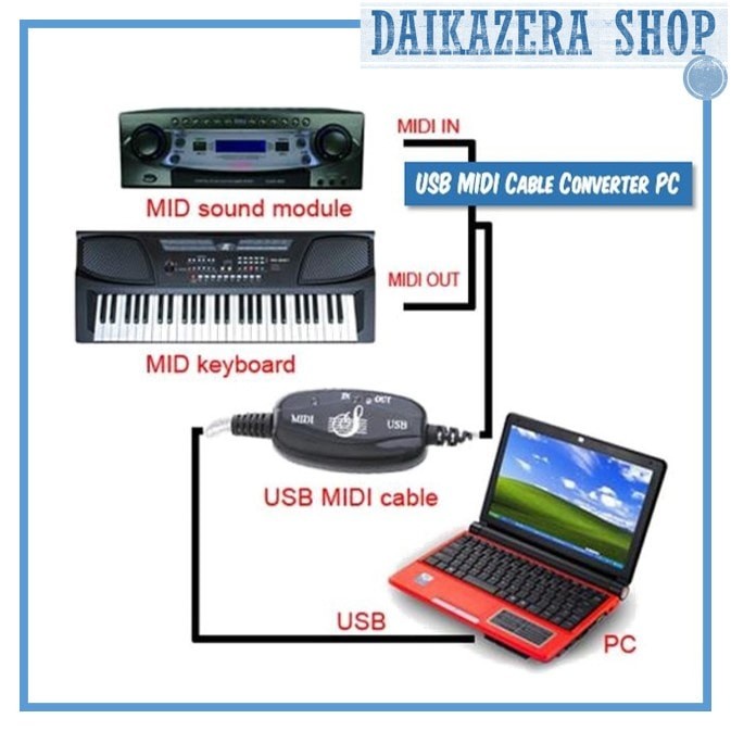 USB MIDI Cable Converter PC to Music Keyboard Adapter Cable - AY03