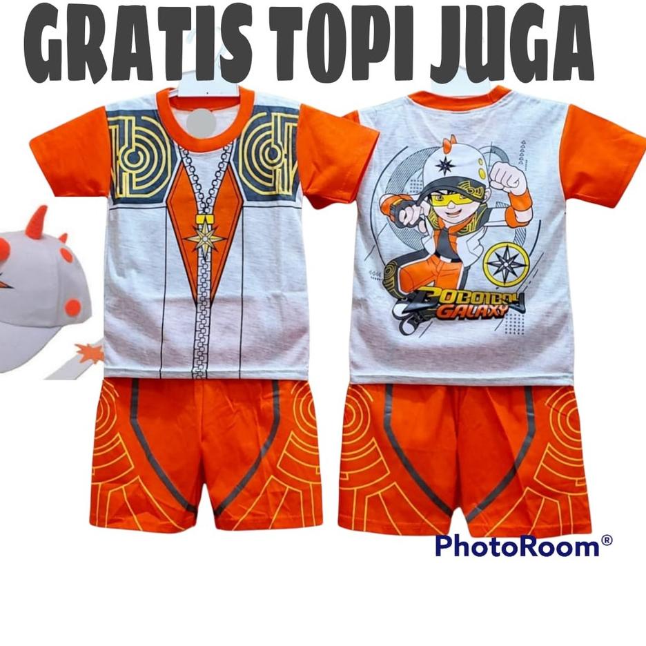 ۩ TERBARU... SETELAN ANAK LAKI-LAKI BOBOIBOY SOLAR PUTIH FREE TOPI / BAJU BOBOBOY ANAK / BOBOIBOY SO