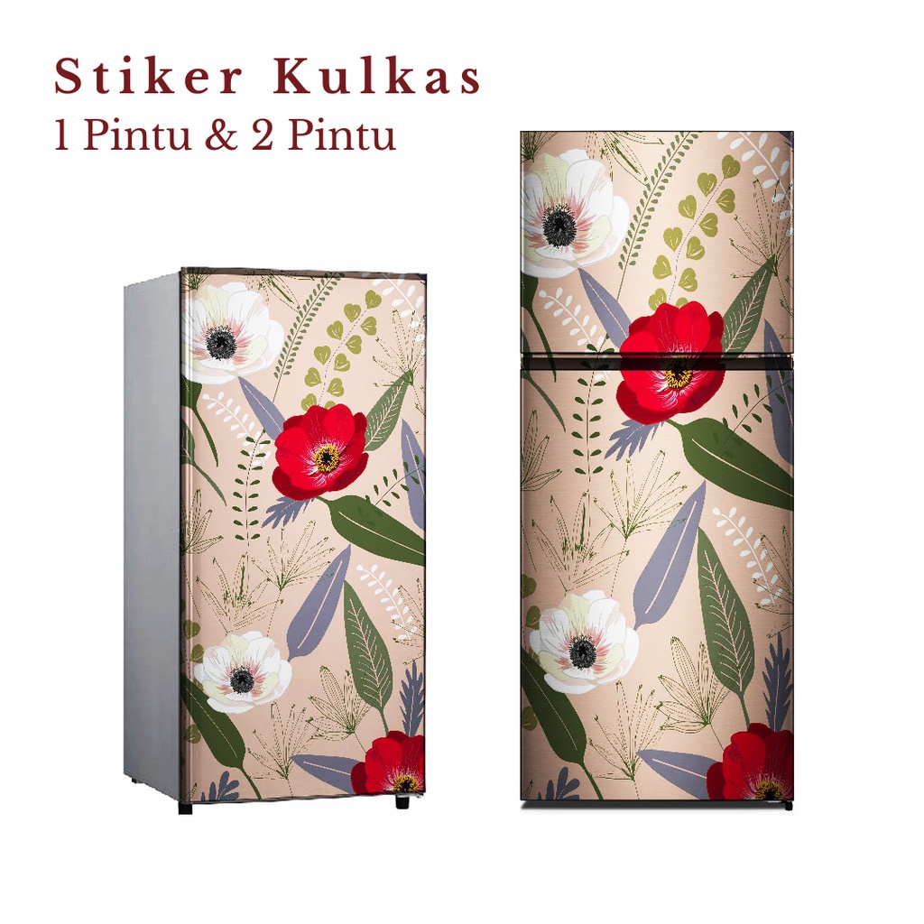 Stiker Kulkas 1 Pintu dan 2 Pintu motif Bunga Kode B-A1 - FX