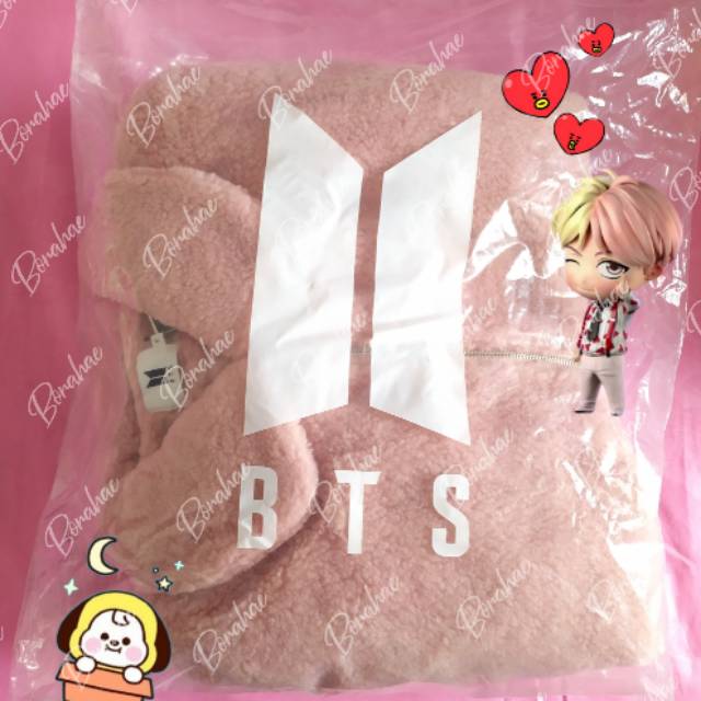 Official BTS BWL Pink Fleece Jacket Pop Up Store House of BTS