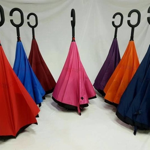 Payung Terbalik Kazbrella Gagang C Besar Reverse Umbrella 2 Lapis Tebal Multifungsi