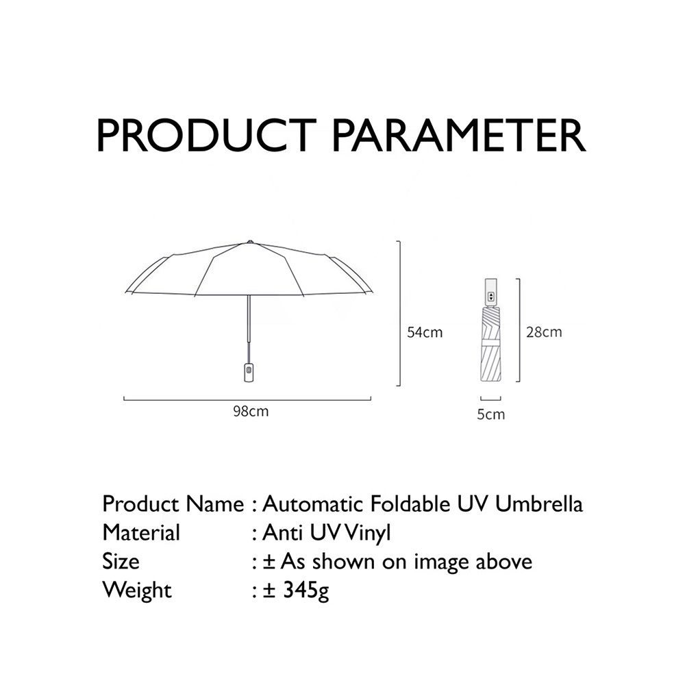 Payung Lipat Otomatis Polos Anti UV