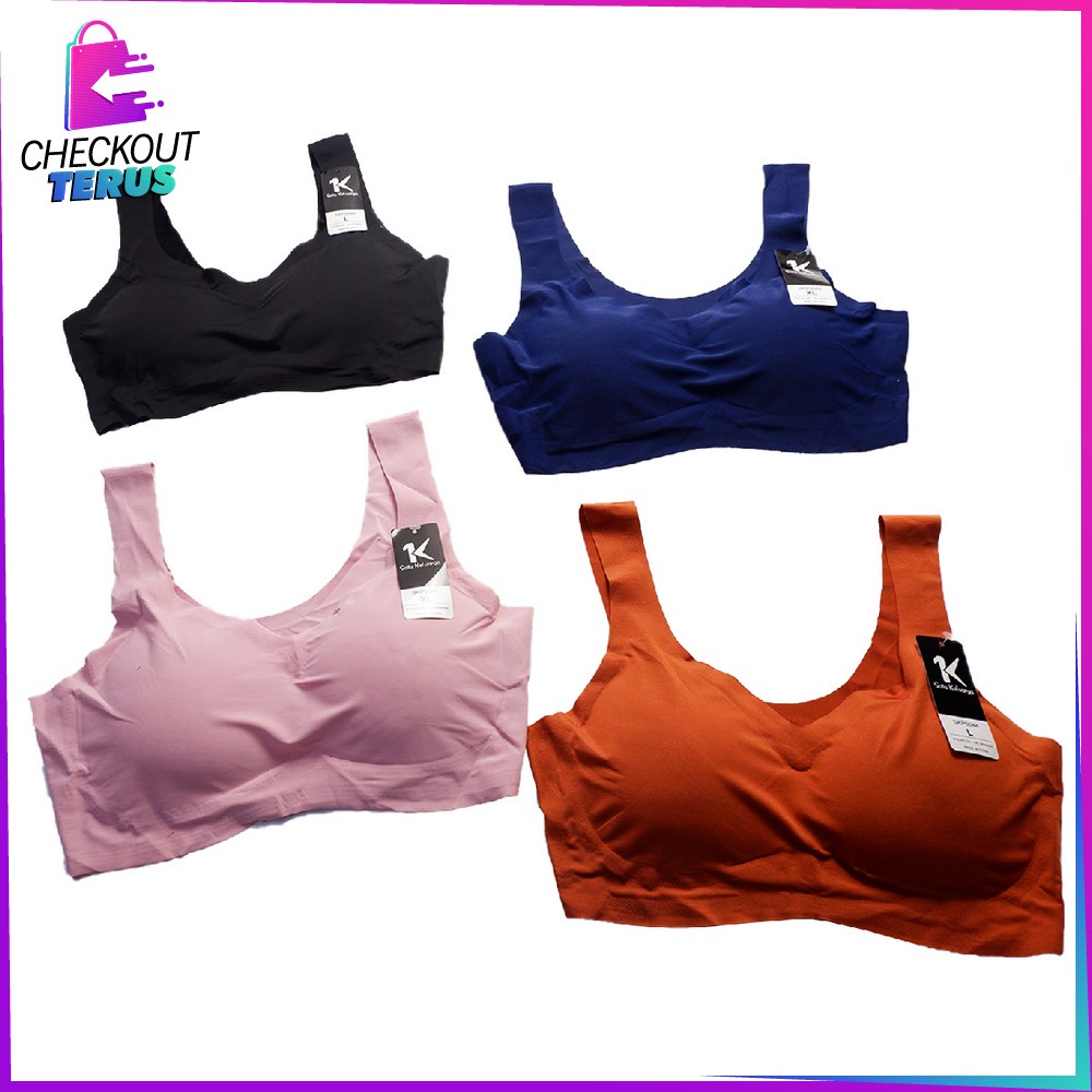 CT P44 Bra Busa Bahan Halus Tanpa Kawat Pakaian Dalam Wanita Elastis Sport Bra Bra Elastis BH Yoga Murah