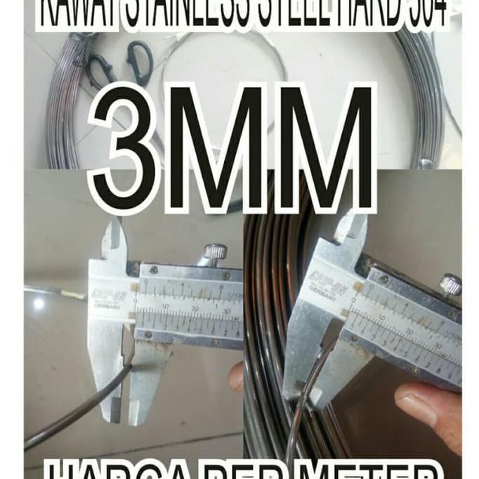 kawat stainless steel 304 HARD 3mm per meter