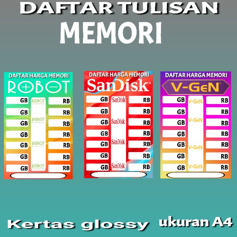 

TULISAN DAFTAR HARGA BRAND MEMORI 01