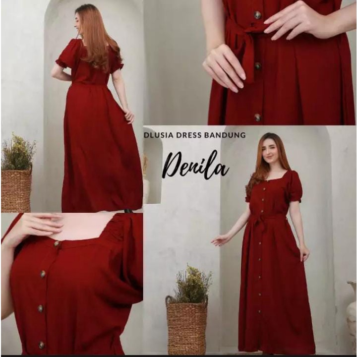 Dress Polos Dlusia Denila Gamis Polos Daster Dress Modern LD 110cm PB 135cm Muat BB 65kg mat Rayon super halus tidak nerawang