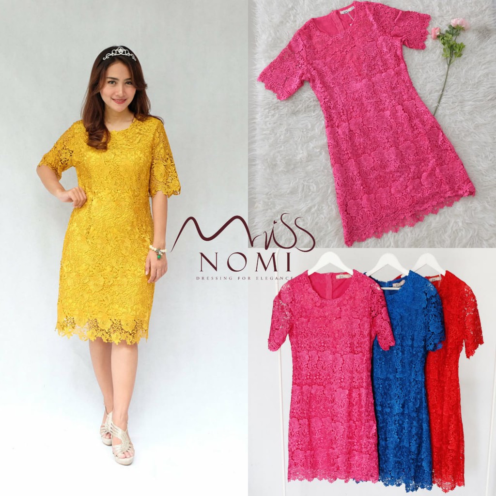 GRAZINA Bodycon Dress Brukat Lace Import Hijau Merah Gaun  