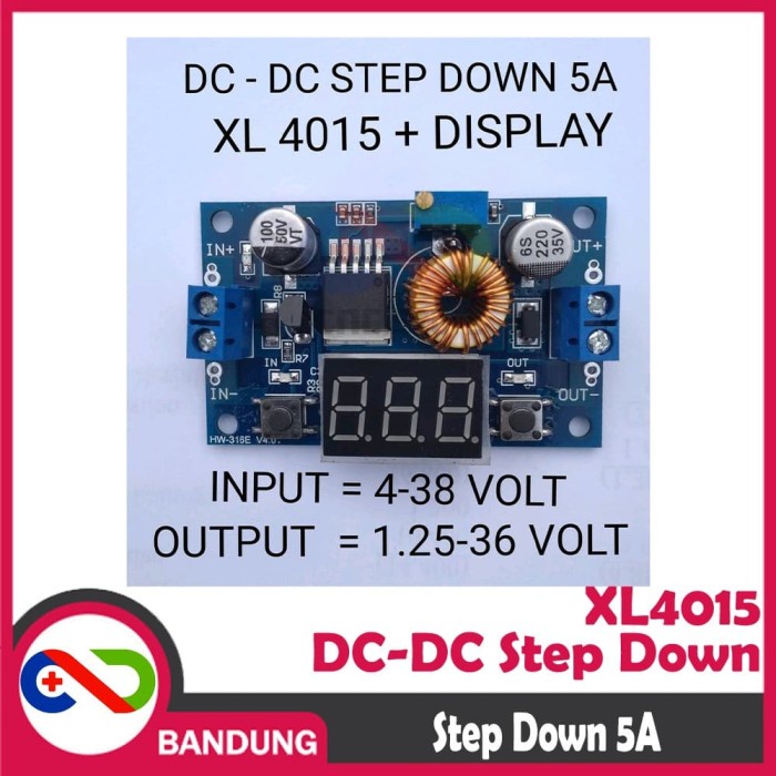 MODULE STEP-DOWN XL4015 ADJUSTABLE DC TO DC 5A VOLTMETER DISPLAY