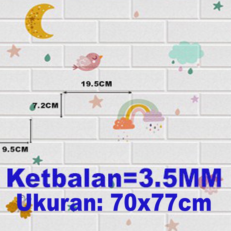 (KaLaTO) Wallpaper dinding 3d motif gambar wallfoam Dekorasi Kamar murah 70x77cm-BK3-2 3.5mm