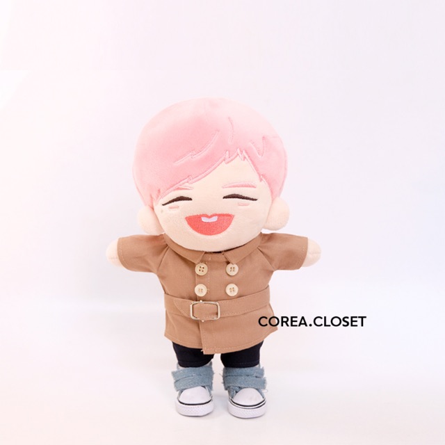 Kpop Doll Clothes (1 Set : Trench Coat & Black Pants)