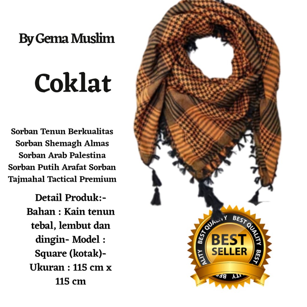 sorban gema kotak coklat rumbai
