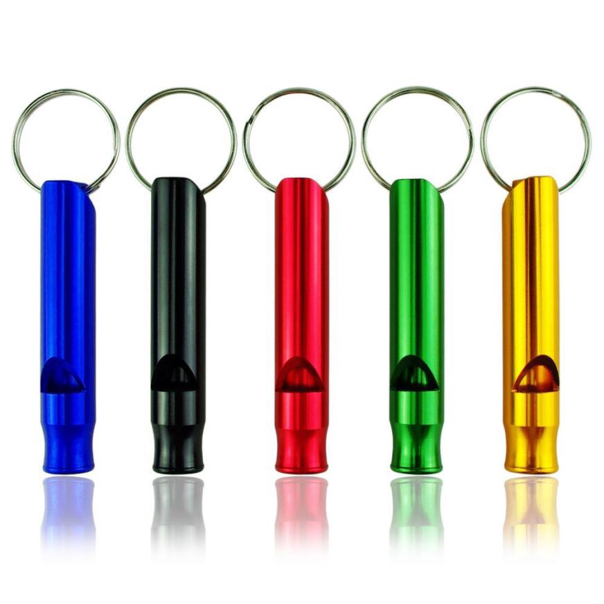 Outdoor Sport Survival Ukuran Mini Peluit Wasit Hiking Berburu Alat Aluminium Multifungsi Pelatihan Whistle Pendant Dengan Gantungan Kunci