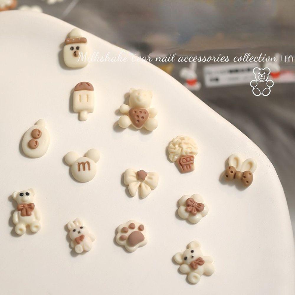 Needway Wanita Pesona Kuku Beruang Paw Kartun Es Krim Kuku Kecantikan Kuku Salon Manicure Aksesoris Nail Rhinestones