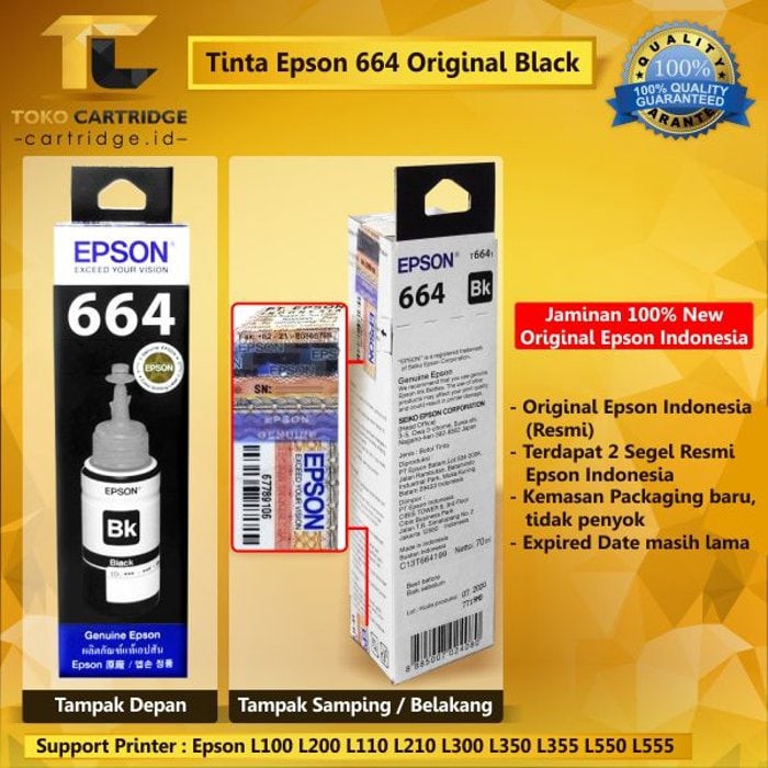 tinta epson 664  black original