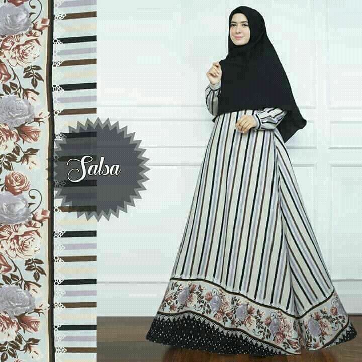 TERLARIS SALE  TERBARU Set syari gamis motif salur hitam set gamis lyra virna