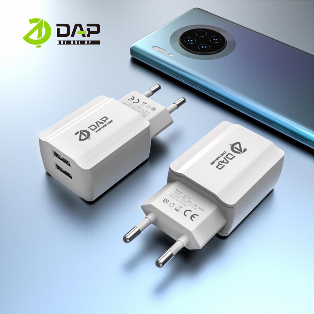 DAP D-CT2 Travel Charger Dual Port Output 2.4A - 1 Toples 20 Pcs