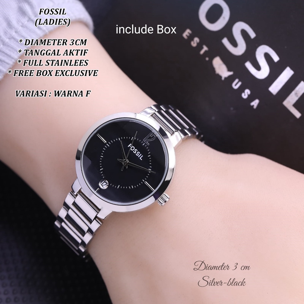 (FREE BOX) JAM TANGAN WANITA FASHION RANTAI BODY BULAT BELIMBING TANGGAL AKTIF