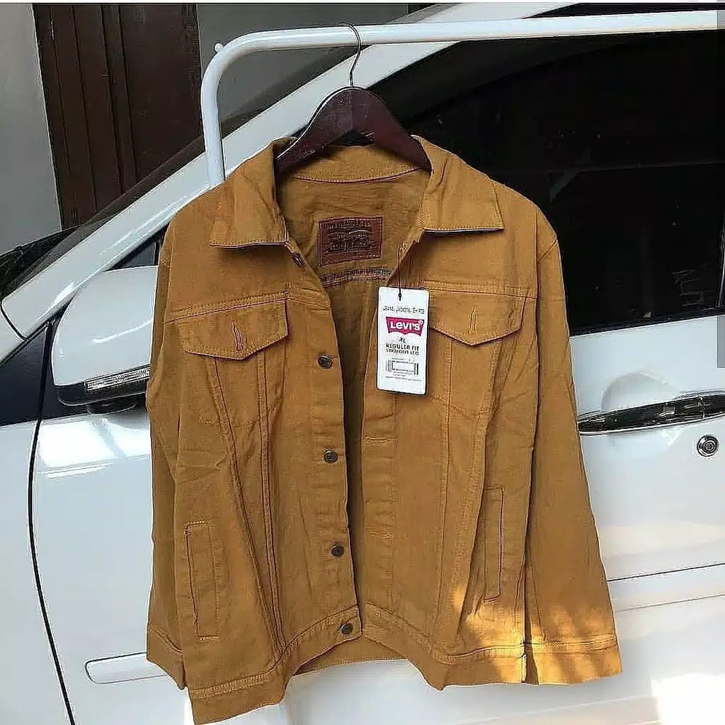 Jaket Jeans Denim Pria - Mustard Coklat
