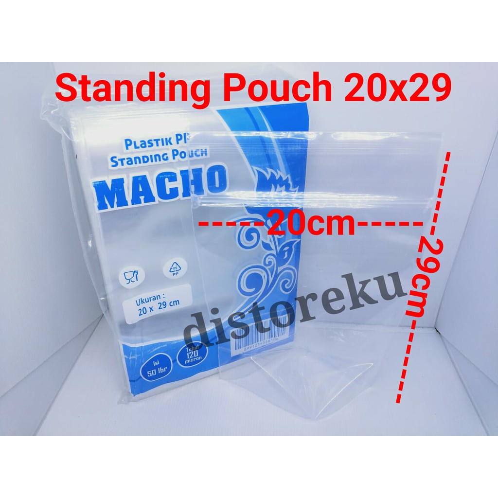 isi 50PCS plastik PP ziplock STANDING POUCH 20x29 PP SEGEL KLIP BENING BERDIRI