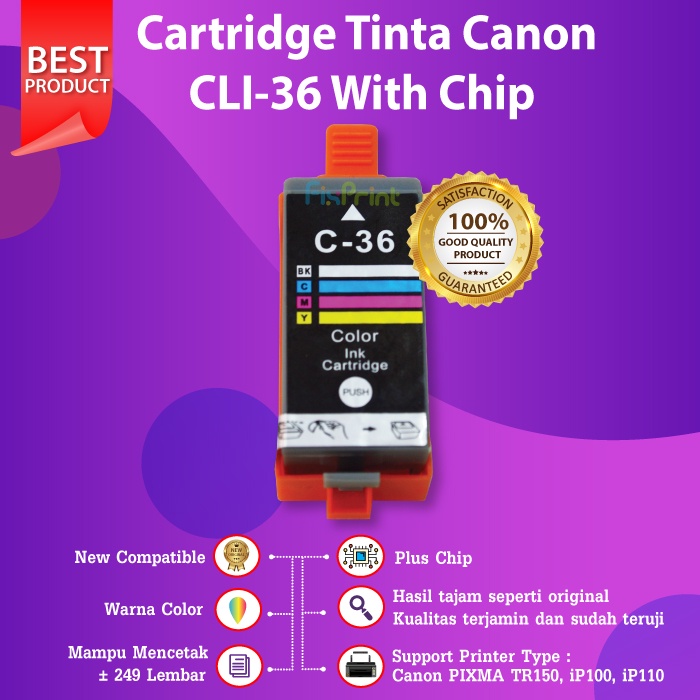 Cartridge Tinta Comaptible PGI35 PGI-35 Black / CLI36 CLI-36 Color Printer Canon iP100 iP110 TR150