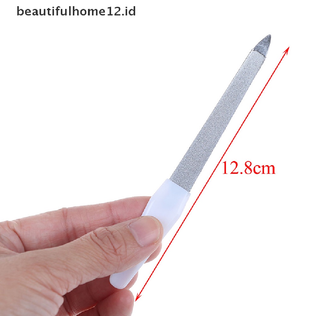 (Beautifulhome12.Id) Kikir Kuku Dua Sisi Bahan Stainless Steel Untuk Manicure / Pedicure