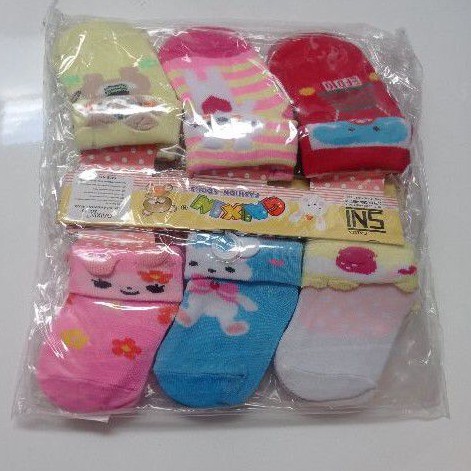 Kaos kaki bayi anti selip isi 3pc baby sock anti slip 3pc katun halus lembut 0-6m unisex termurah