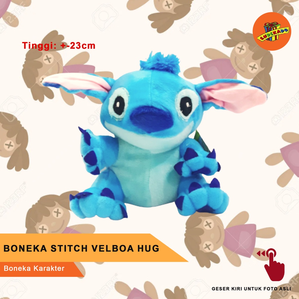 BONEKA STITCH VELBOA HUG - Boneka Karakter