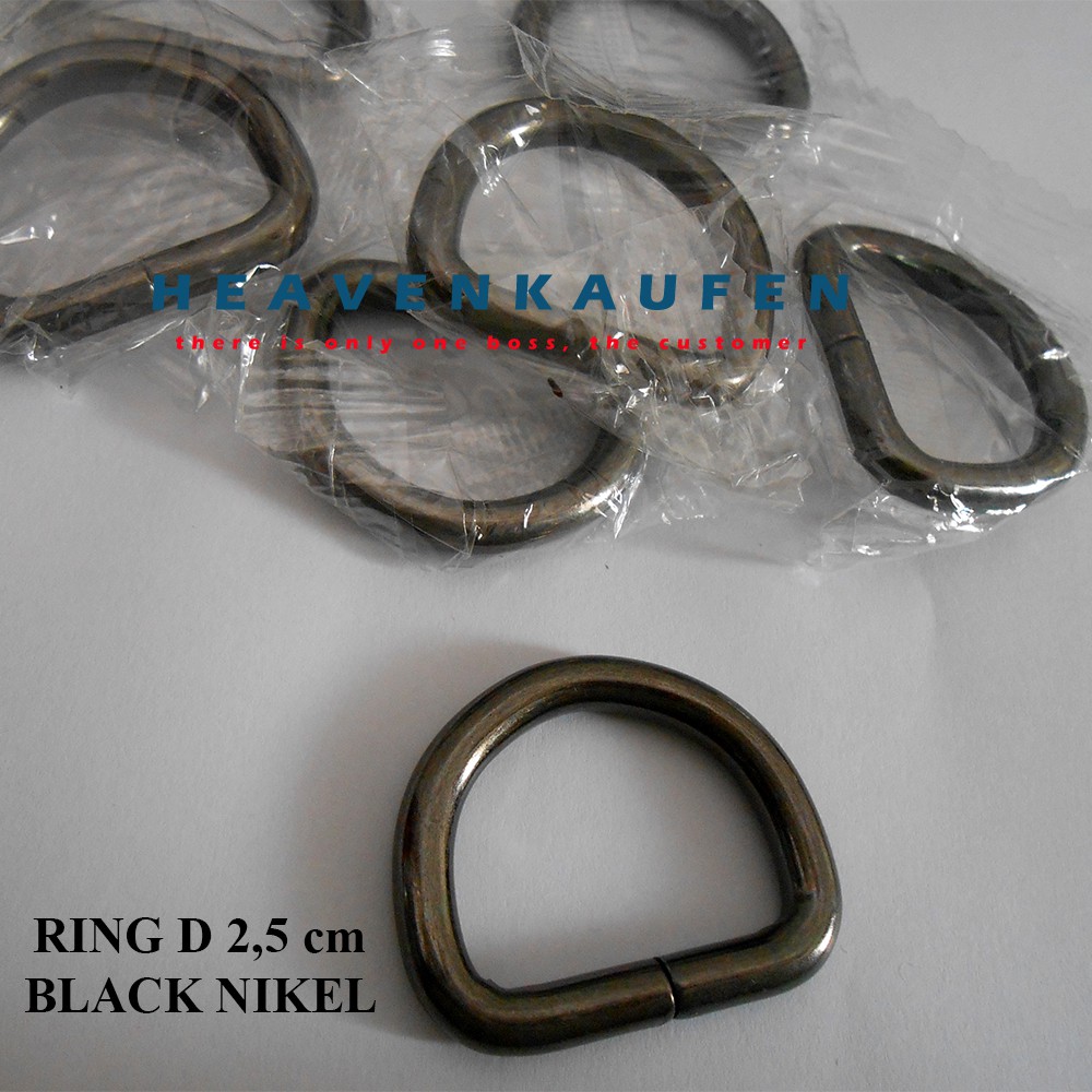 Ring D Tas 2,5 cm Black Nikel (Hitam) Kualitas Premium Tebal 5 mm
