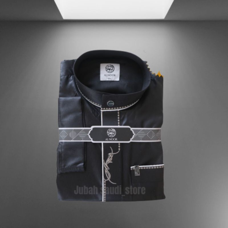 JUBAH AL NOOR HITAM BORDIR/JUBAH SAUDI/GAMIS POLYSTER