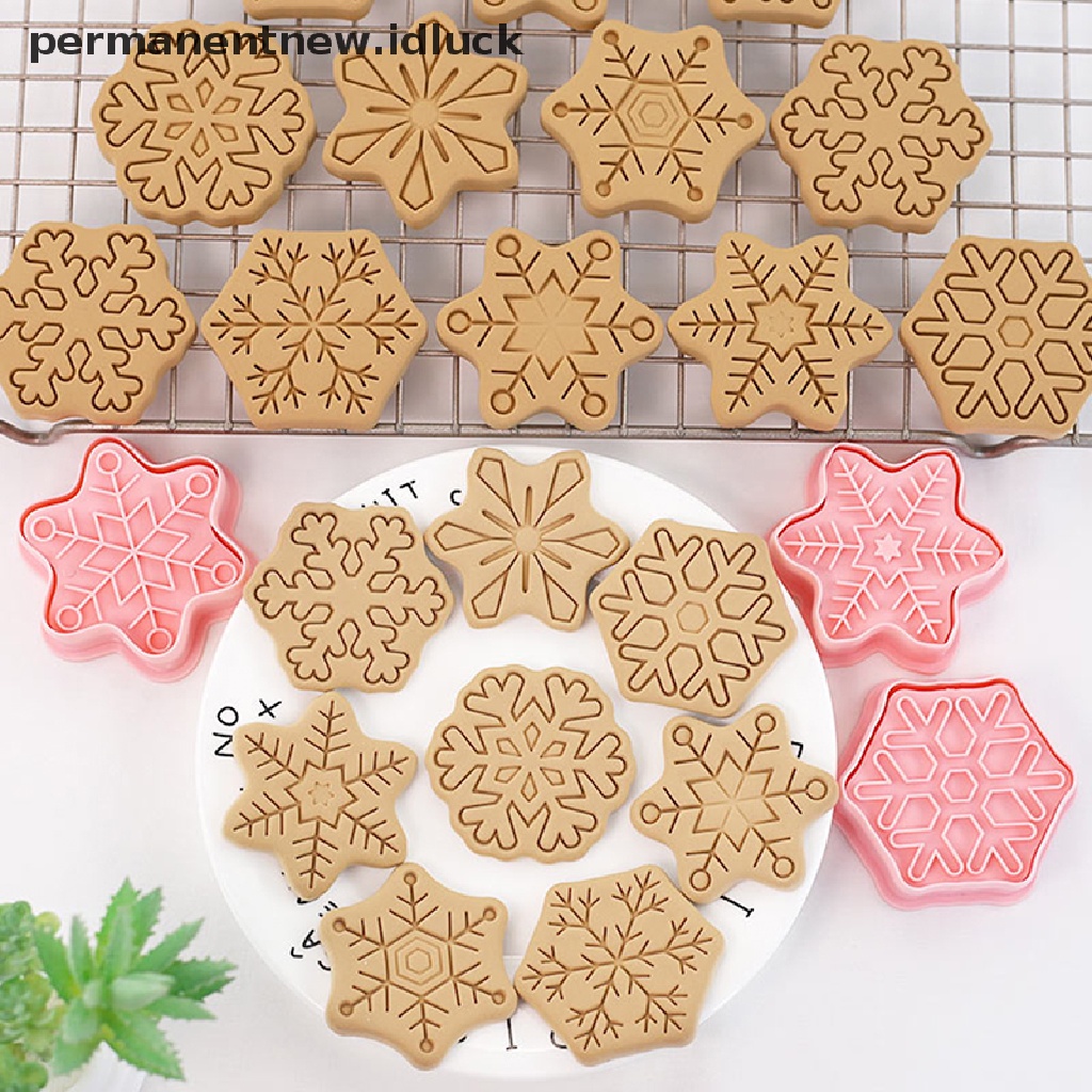 8 Pcs Cetakan Kue Bentuk Snowflake Bahan Plastik