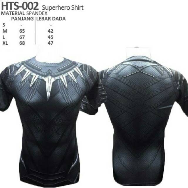 Kaos superhero sport fitness bodyfit Black Panther