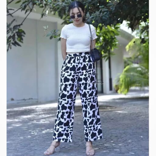 Celana Kulot Rayon Panjang Dewasa Motif  Sapi