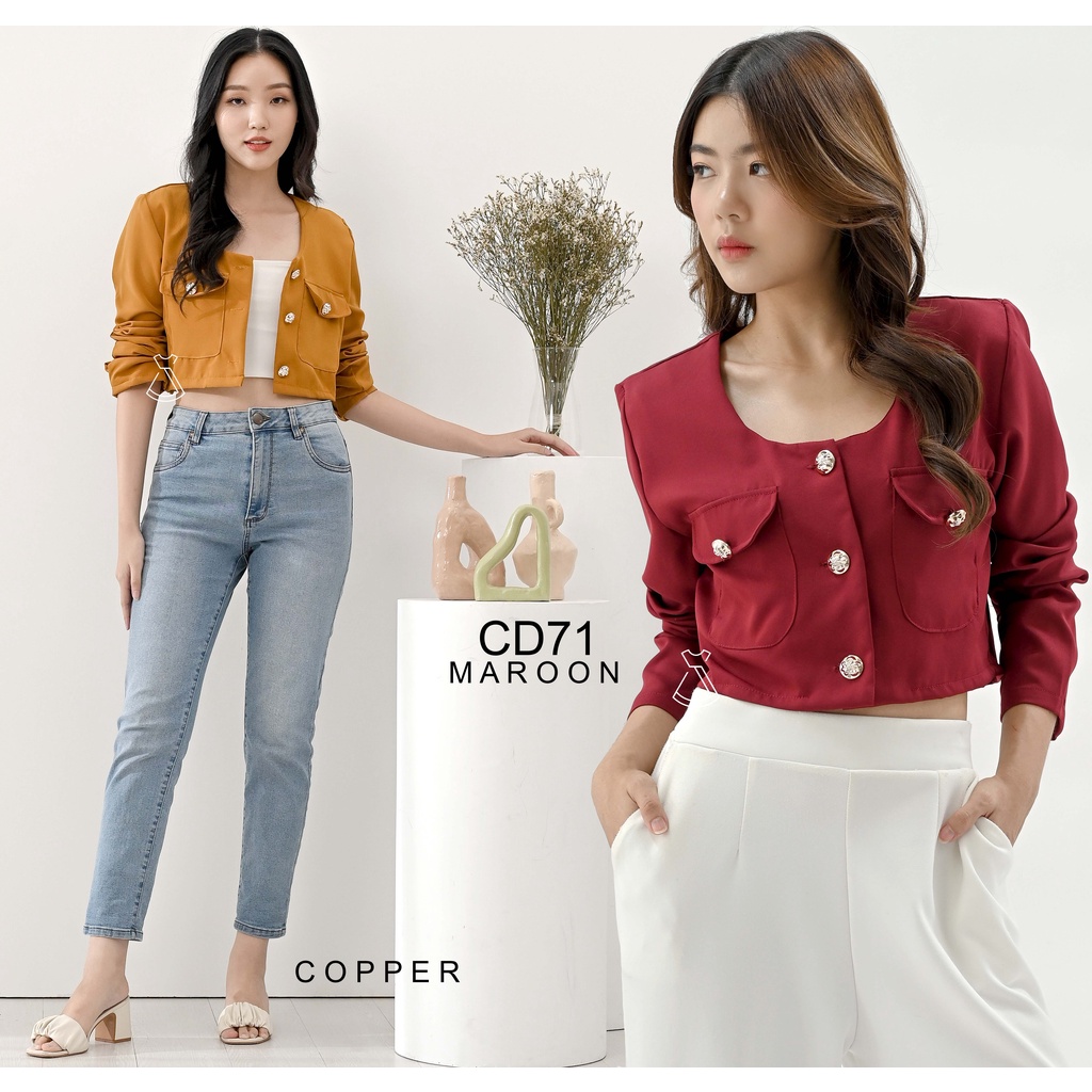 SEOLA - CD71 - Blazer Cropped Woven Casual