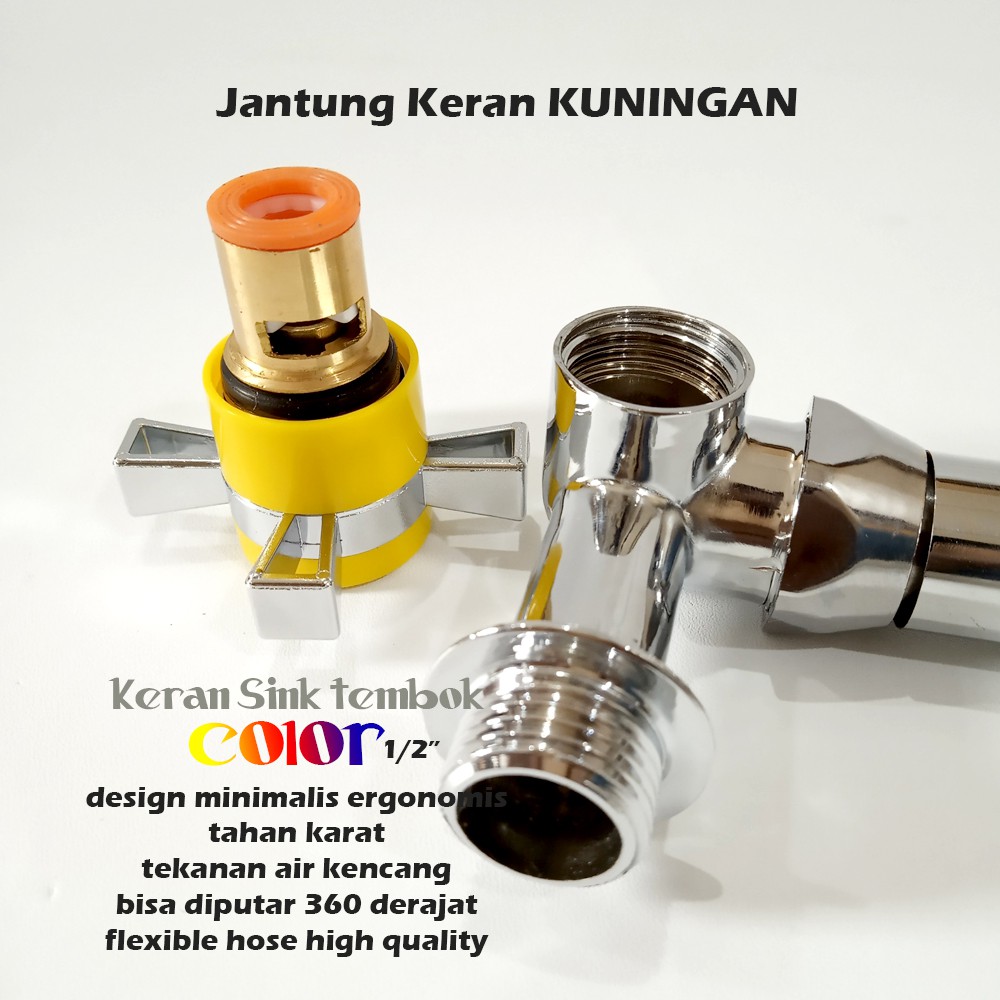 Kran Angsa Flexible Warna 1/2&quot; Keran Tembok Flexible Kran Sink Flexible Color Handle Baling / Engkol / Kran cuci piring