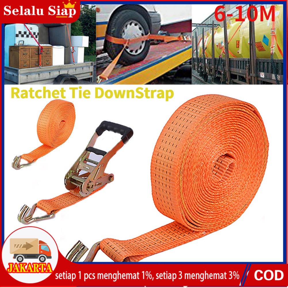 Rachet Tie Down  8-10 Meter 10 TON Webbing Cargo Lashing Belt  Trackbelt Tali Ikat Sabuk Truk tali webbing 5CM*10METER