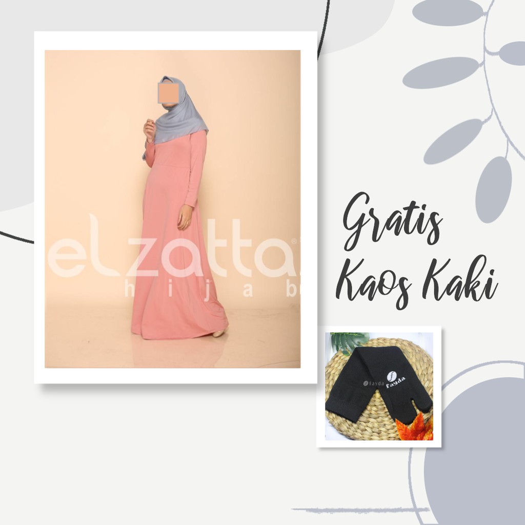 Gamis Simpel Elegan Elzatta Duzty Pink Size L GRATIS Kaos Kaki