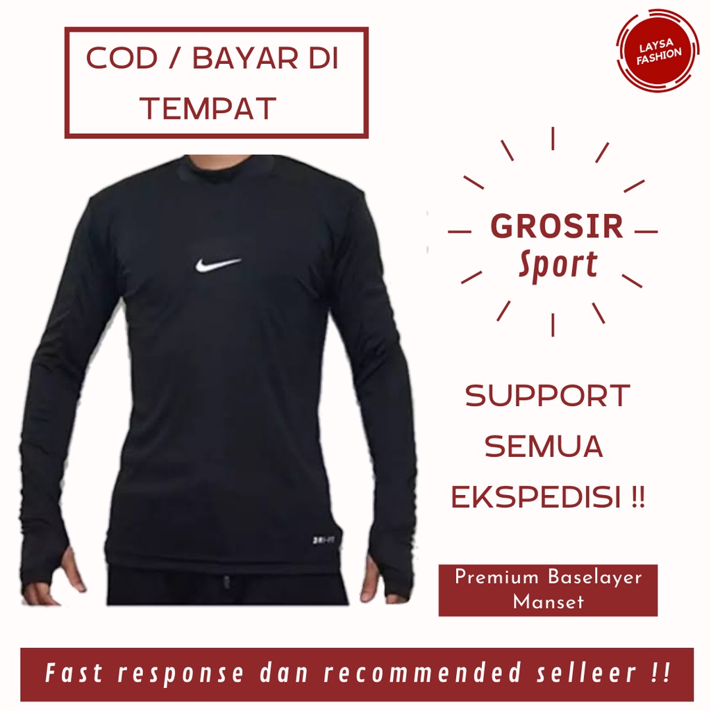 COD SATUAN DAN GROSIR Manset Baselayer Nike New Lengan Panjang Black Manset Rashguard Compression Long Sleeve Ori Manset Baselayer Logo Nike Termurah Manset Baselayer Olahraga Running Santai Dryfit Bahan Spandex Balkon Termurah Bandung