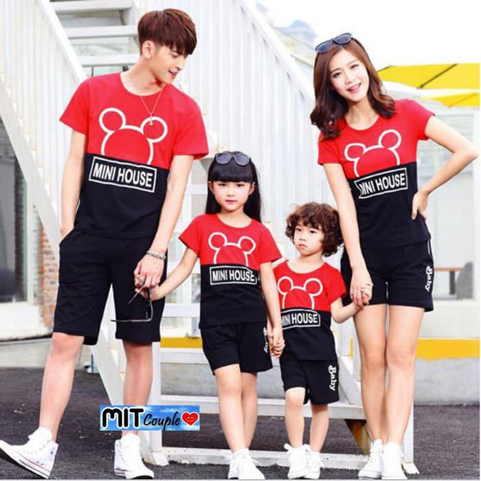 COUPLE FAMILY MINI HOUSE 2 ANAK KAOS COUPLE BAJU PASANGAN CEWEK COWOK SEPASANG