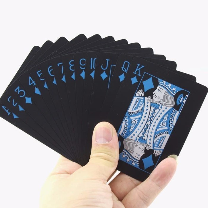 Kartu Remi Playing Cards Blue Black Spade Waterproof Poker Card