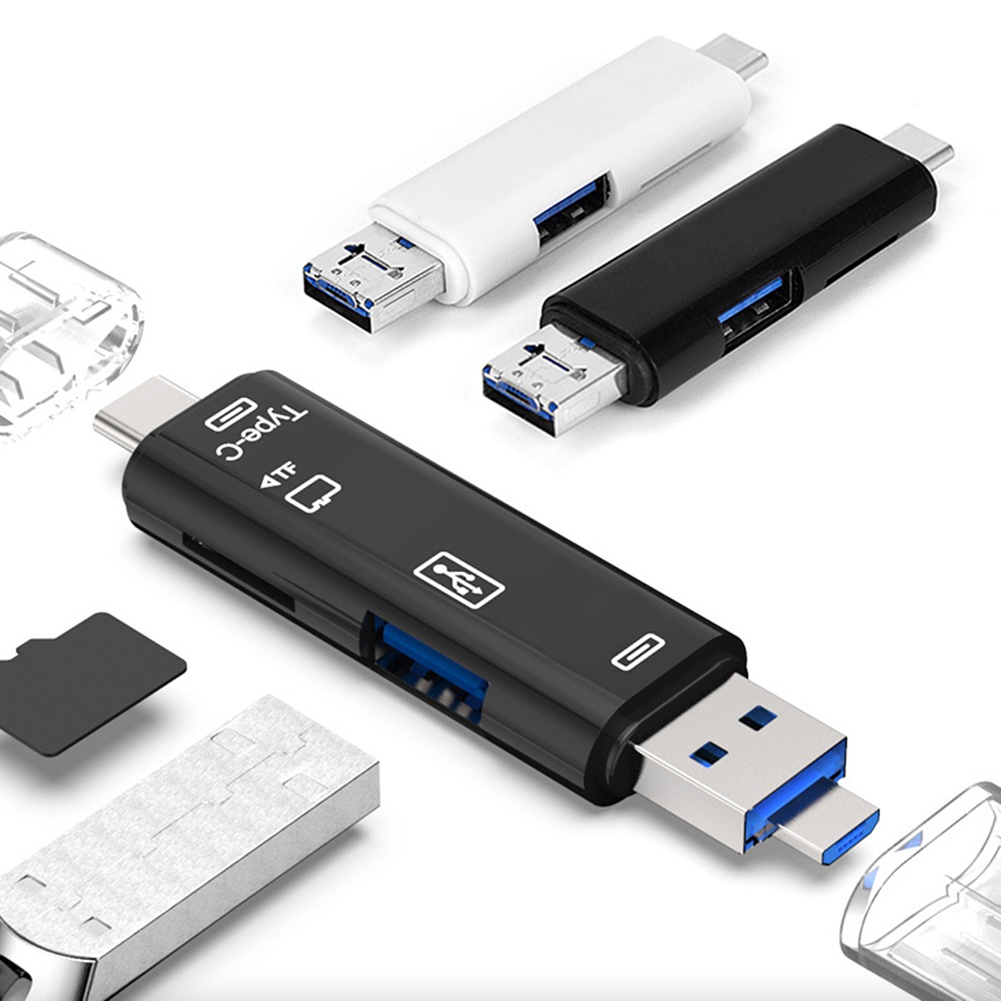 5 in 1 Adapter Card Reader Micro USB 3.0 Type-C OTG TF Digital Untuk Keamanan