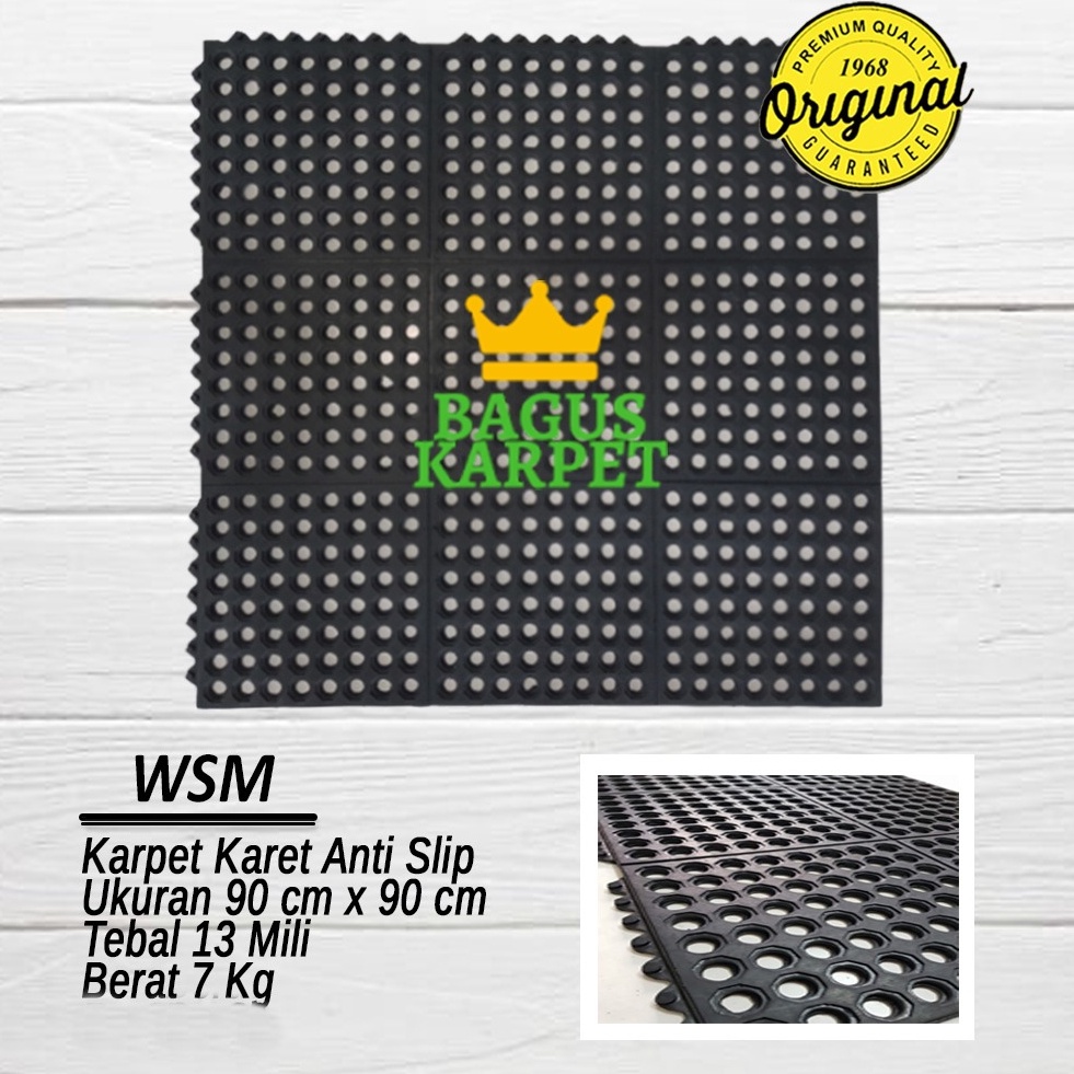 BagusKarpet - Keset Karpet Karet Kamar Mandi Anti Slip Uk. 90 x 90 cm tbl.13 mm