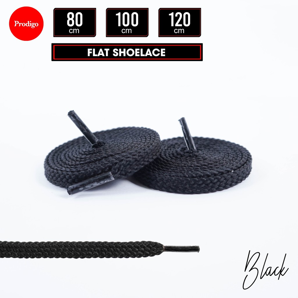 Prodigo * Tali Sepatu Gepeng Pipih hitam putih | Tali bulat hitam putih | Flat Shoelace | Tali hoodi