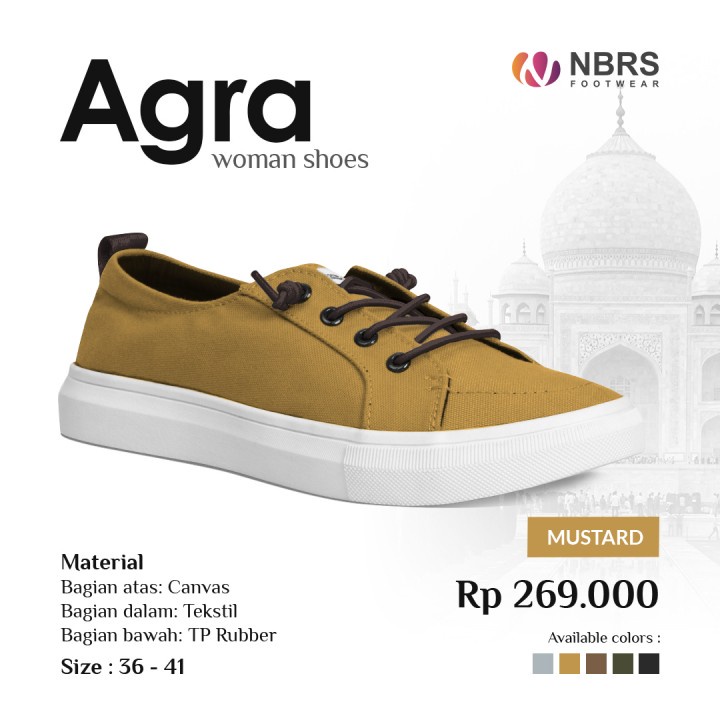 Nibras Footwear Sepatu Agra Women Bahan Canvas Sepatu Tali Kasual Wanita