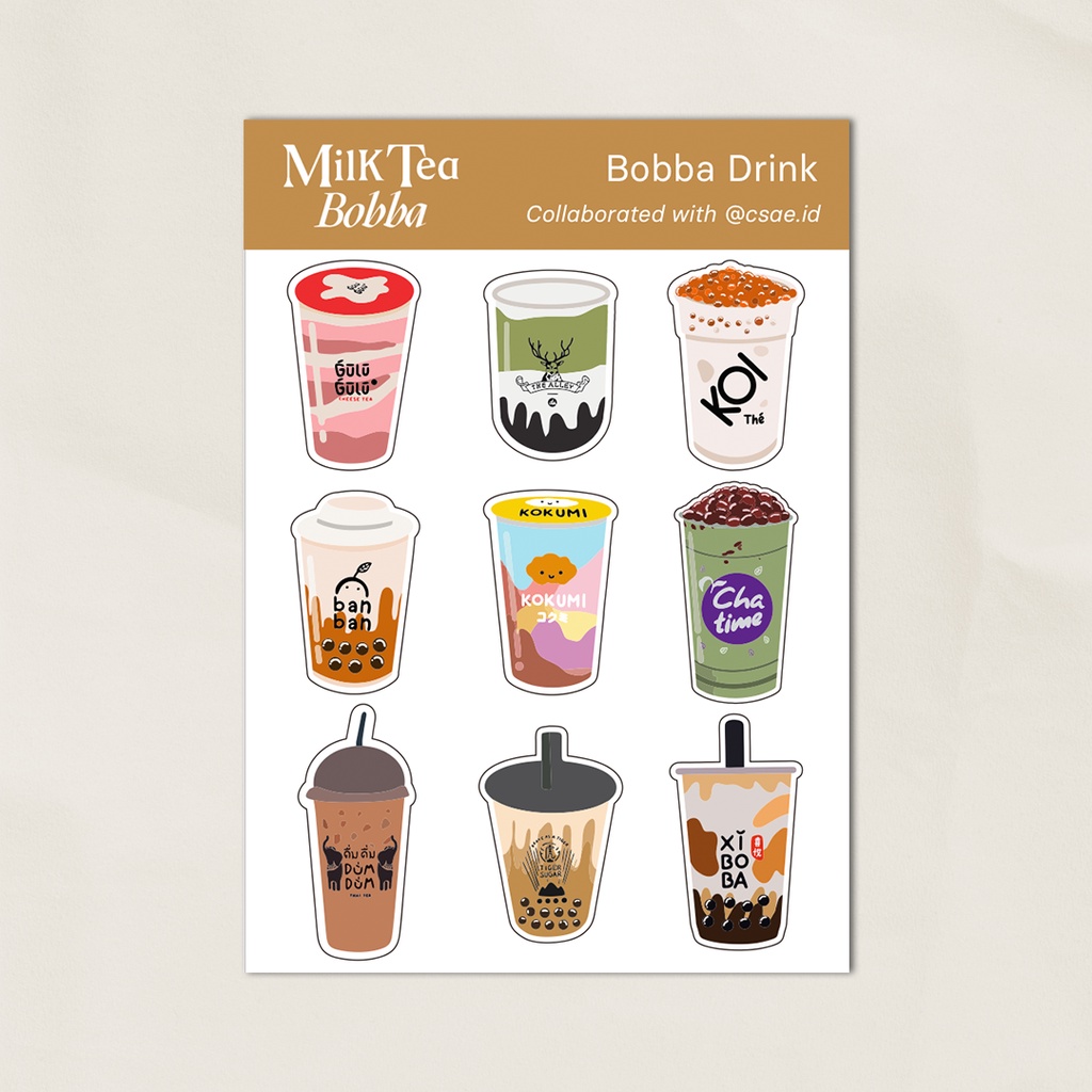 

Sticker Milktea Boba 9 pcs/set | Minuman Boba Bontac Untuk Dekorasi Handphone/ Laptop