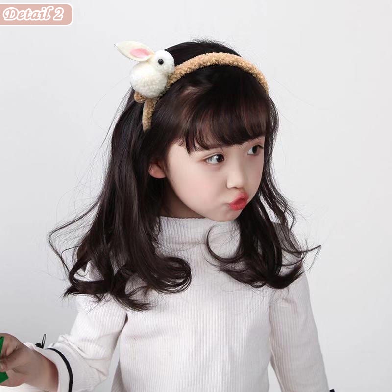 Bando Korea Anak Perempuan Motif Kelinci Bulu Polos Aksesoris Hiasan Rambut Wanita Bandana wanita kualitas high quality AK126